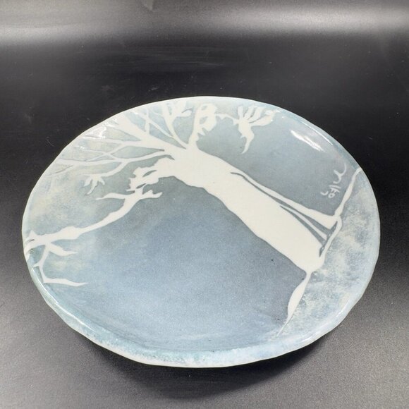Vintage Oriental Hand Made Studio Pottery Dish Plate Tree Scene Artist Signed - Picture 13 of 14